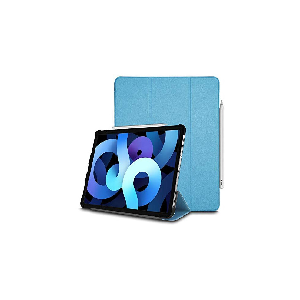 (Light Blue) TECHGEAR iPad Air 5 / 4, 5th / 4th Generation Smart Case [Pencil Compatible] Slim Tri-fold Stand Cover with Corner Protection [Auto Wake