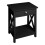 Living And Home Wooden Bedside End Table Nightstand Cabinet with Drawer Black 4