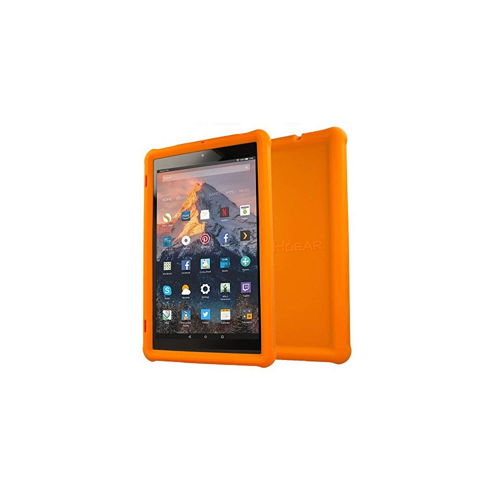 (ORANGE) Bumper Case for Amazon Fire HD 10" / HD 10 Plus 11th Generation / 2021, Shockproof Soft Silicone Case with Screen Protector Kids & School Cas