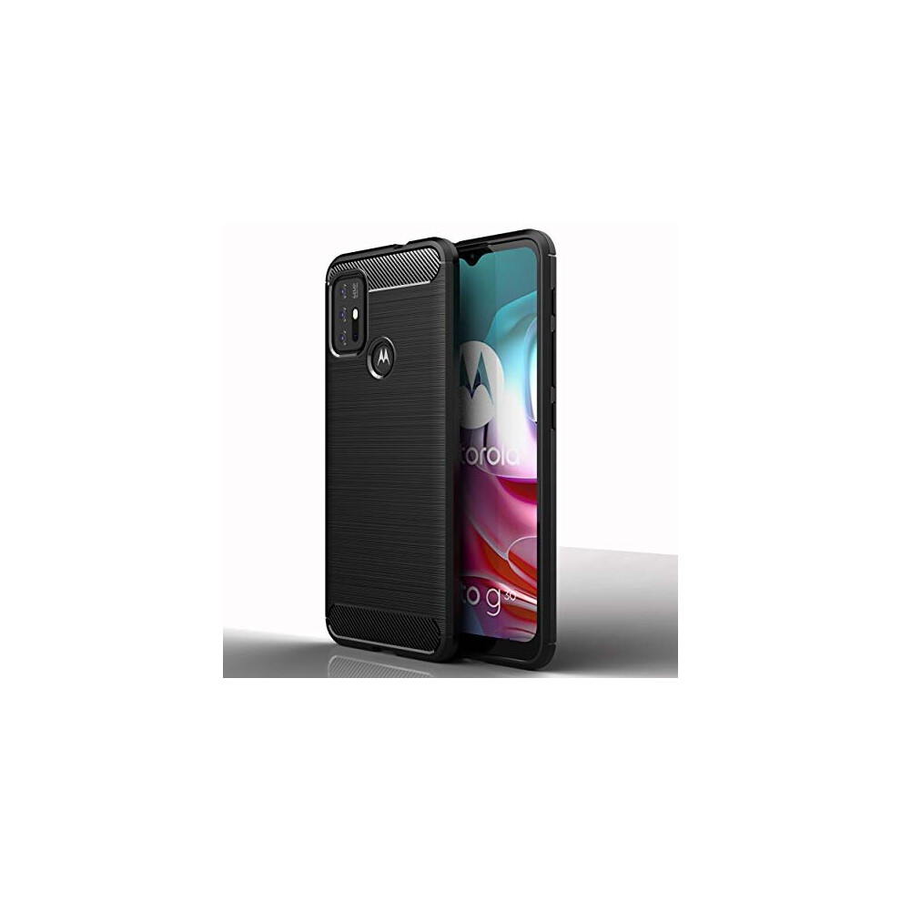 Moto G30 / G10 Carbon Fibre Case [Stealth Case] Flexible, Shockproof, Ultra Slim, Soft TPU Protective Shell Cover with Carbon Fibre Detailing