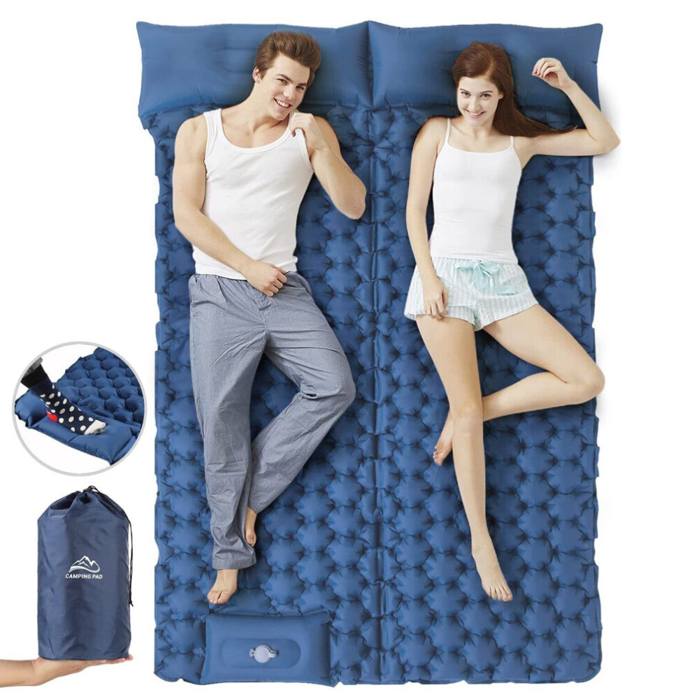 2 People Camping Sleeping Mat Outdoor Inflatable Air Mattress Bed BLUE