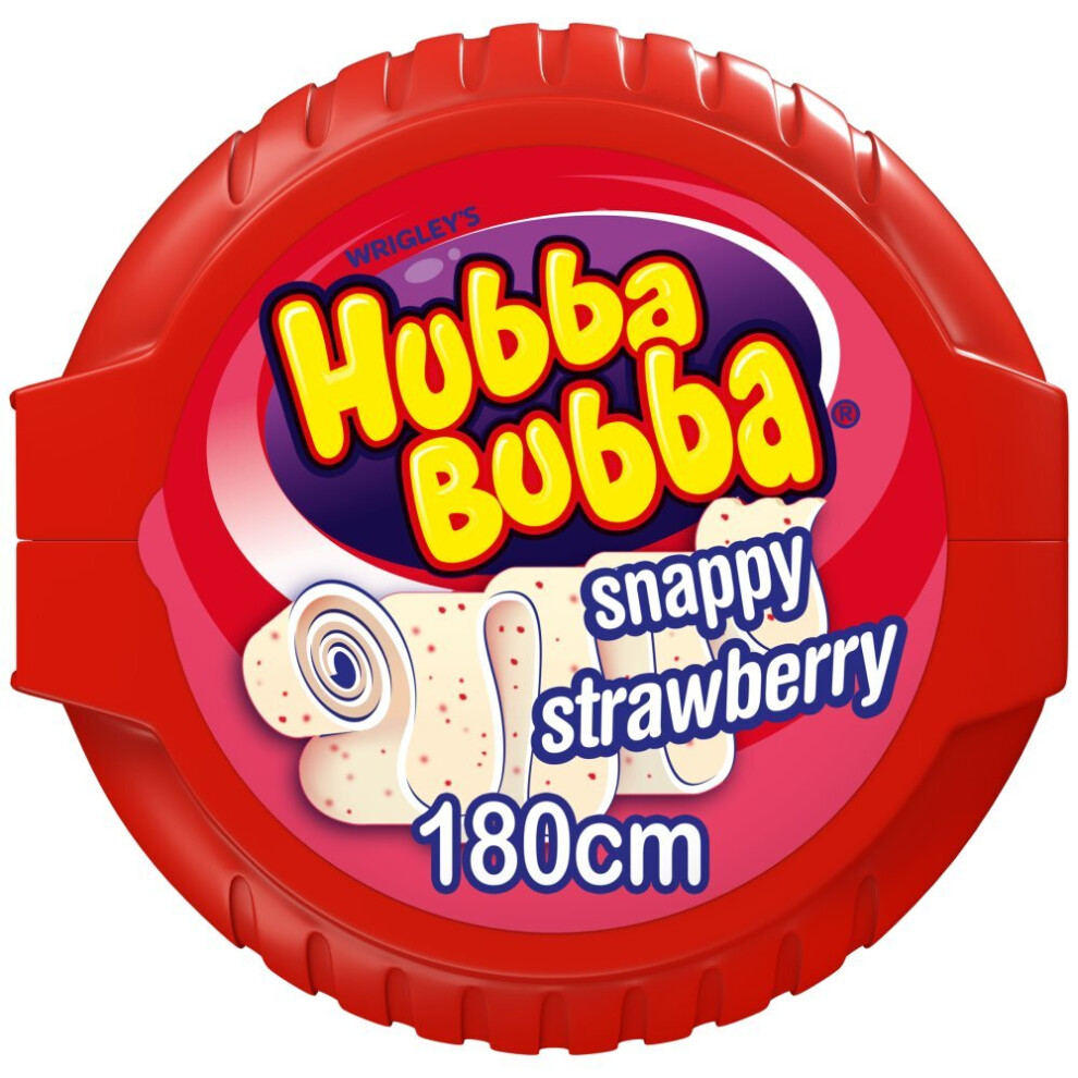 Hubba Bubba Snappy Strawberry Bubble Gum Mega Long Tape 56g (Pack of 12)