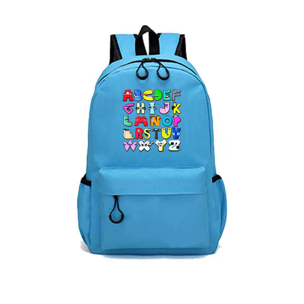 (SkyBlue) Backpack Alphabet Lore Schoolbag Large Capacity Casual Travel Bag Gifts Student