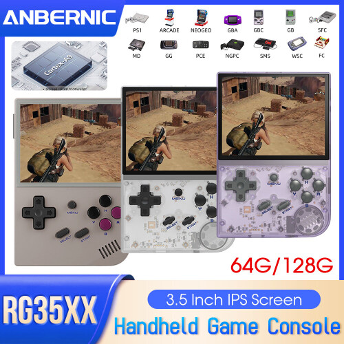 (Transparent 64+128G) RG35XX Retro Handheld Game Console Linux System