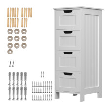 Bathroom Floor Cabinets Narrow Storage Unit with 4 Drawers for Living Room Washroom Bedroom 30x30x82cm