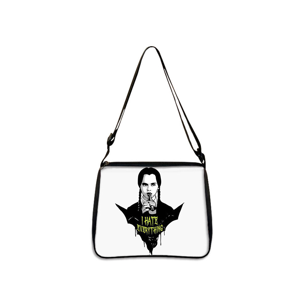 (Oops, 20*24cm/7.87*9.45in) Wednesday Famlily Addams Women Shoulder Bag Handbag Zipper Female Girl Gothic