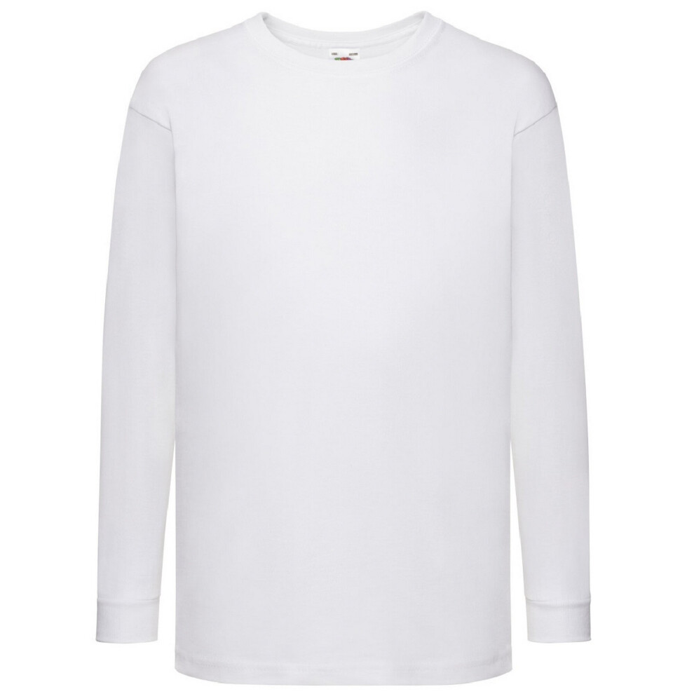 Fruit Of The Loom (12-13, White) Childrens/Kids Long Sleeve T-Shirt (Pack Of 2)