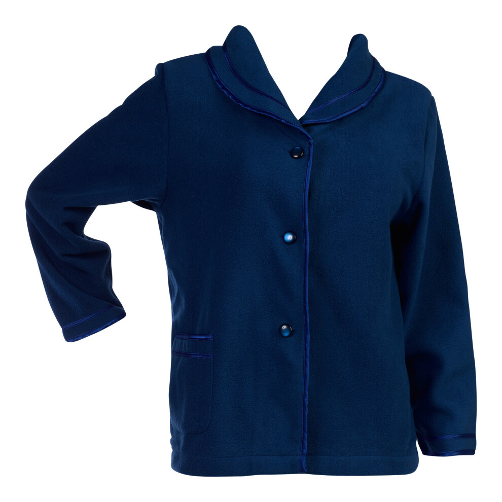 (Royal Blue, Extra Large - UK 20/22) Slenderella Womens Anti Pill Polar Fleece Satin Trim Bed Jacket