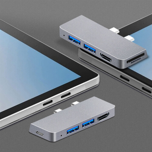 Für Surface Pro 8 USB C Hub, 4K-kompatibler Adapter + 2 USB 3.0 Reader SD/TF Card Reader Adapter für Surface Pro 8 1