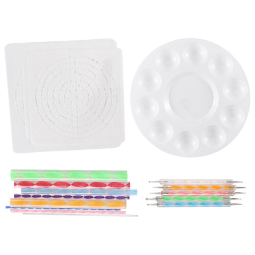 Mandala Dotting Stencil Tools Rock Painting Kit Ball Stylus Dotting Tools Include Stencil, Paint Tray (17 Pack) 1