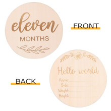 14Pcs Wooden Baby Monthly Cards, Baby Discs for Photo Props Baby Shower Gifts
