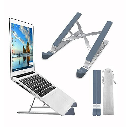 TechShak Laptop Stand for Desk - Adjustable Laptop Riser for Desk, Aluminum Ergonomic Computer Stand for Home Office, Ventilated Macbook Sta