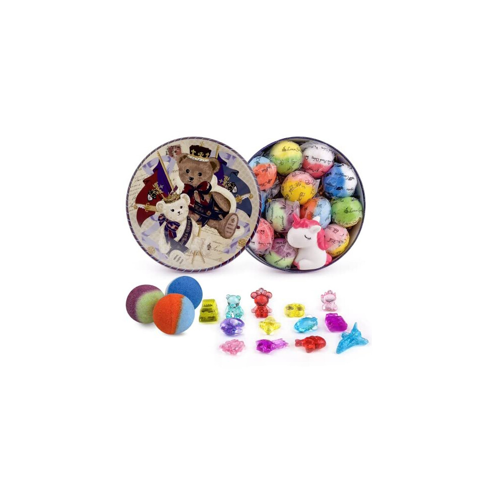 Bath Bombs for Kids, 12pcs Bath Bombs with Surprise Crystal Toys Inside, Handmade Natural and Organic Bubble Bath Bombs, Birthday Christmas