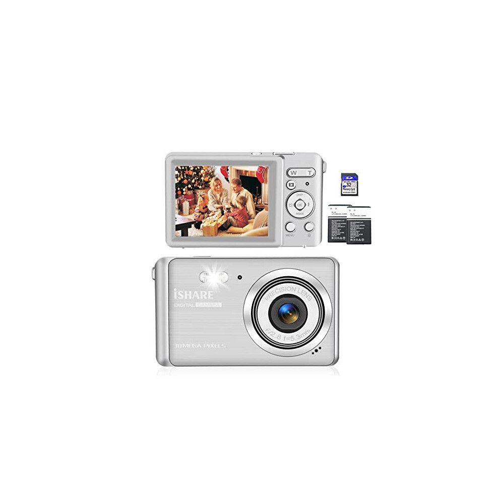 Ishare Digital Camera,30Mp 18X Digital Zoom Vlogging Camera For Youtube With 32G Memory Card,Digital Cameras For Photography With 2 Batteries,Recha