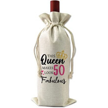 50th Birthday Gifts for Women - Decorative Wine Bag Birthday Gift with Witty Quote - Cute Female Gifts For Women Turning 50 - Best Friend Bi