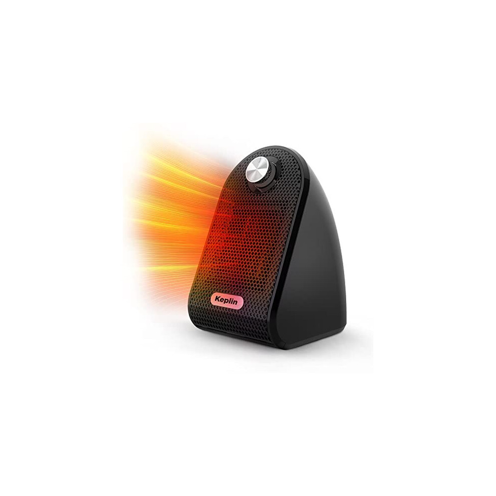 KEPLIN Black Ceramic Desk Heater, 500W Low Energy Consumption Heater for Home & Office, Mini Portable Plug-in Electric Heater, Adjustable Th