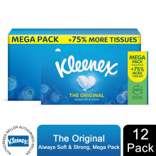 (Original) Kleenex Facial Tissues Strong & Soft Mega, 12 Pack