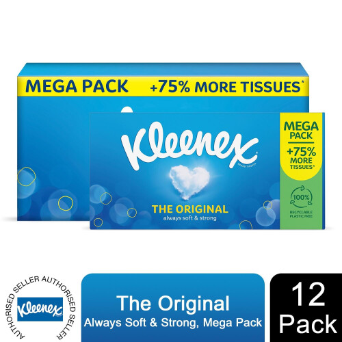 Kleenex (Original) Kleenex Facial Tissues Strong & Soft Mega, 12 Pack