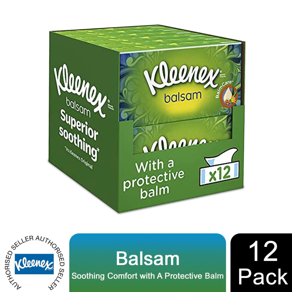 Kleenex (Balsam) Facial Tissues Strong & Soft Mega, 12 Pack