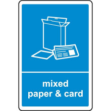 Mixed paper & card recycling sign - 3mm Aluminium sign - 300mm x 200mm