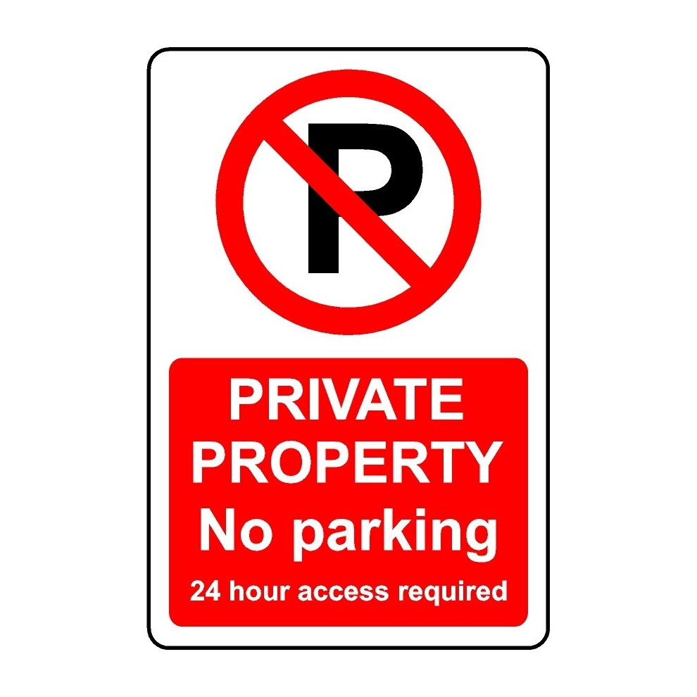 Private property no parking 24 hour access required safety sign - 1mm Plastic sign - 600mm x 400mm-image-OPC-PBGJR7H-NEW