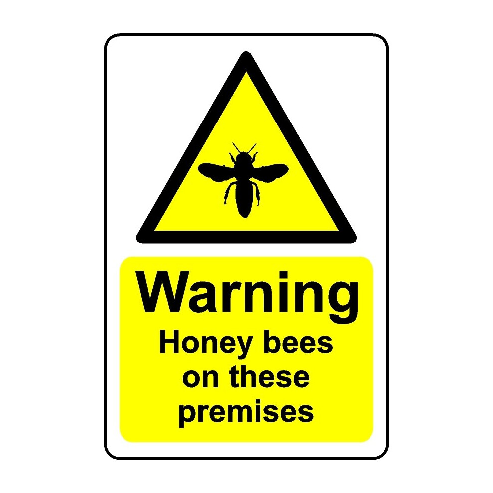 Warning honey bees on this premises safety sign - 1mm Plastic sign - 100mm x 150mm