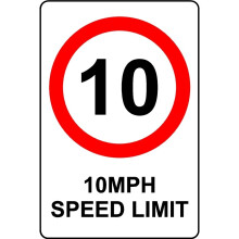 10mph speed limit alternate safety sign - Self adhesive sticker - 200mm x 150mm