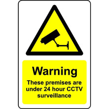 Warning these premises are under 24 hour CCTV surveillance safety sign - 3mm Aluminium sign - 400mm x 300mm