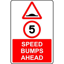 5mph speed bumps ahead safety sign - 1mm Plastic sign - 200mm x 150mm