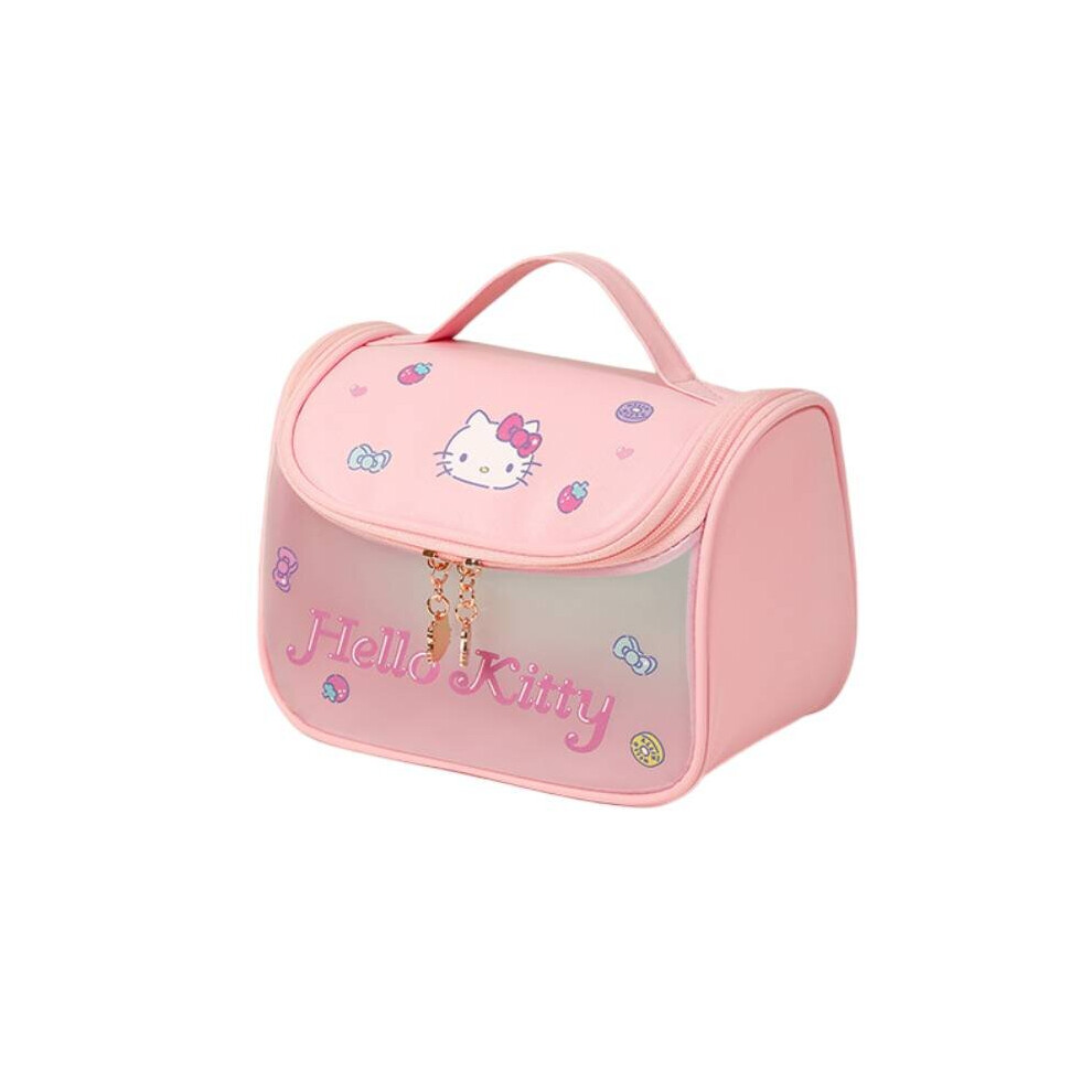 ( Biscuit) Hello Kitty Print Cosmetic Storage Bag Large Capacity Water Proof Portable Hang