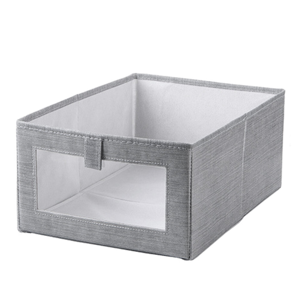 Fabric Storage Bins with Window,Foldable Closet for Shelves, Drawer 2 Pack Grey Solid