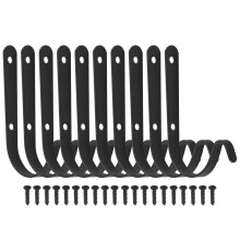 10-Pack Iron Wall Hooks - Durable Outdoor Decorative Hangers for Planters, Lanterns, Coats, Baskets, and Bird Feeders
