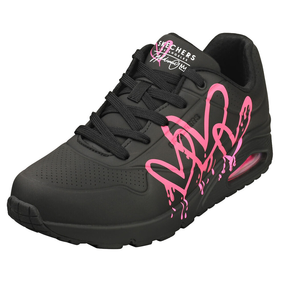 Skechers X Jgoldcrown Uno Womens Fashion Trainers in Black Pink - 4 UK