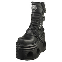 (40) New Rock Metallic M-373-S94 - schwarze Lederschuhe f?r Damen und Herren