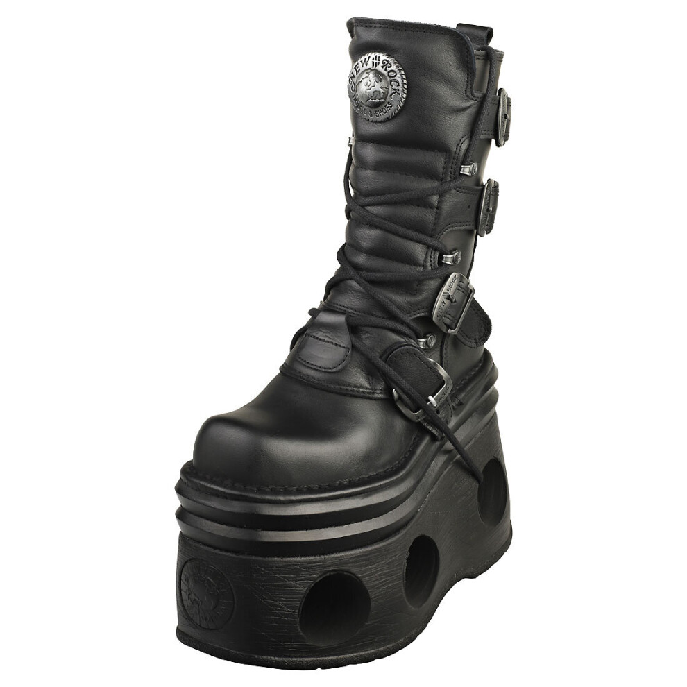 New Rock Metallic M-373-s94 Unisex Ankle Boots in Black - 7.5 UK