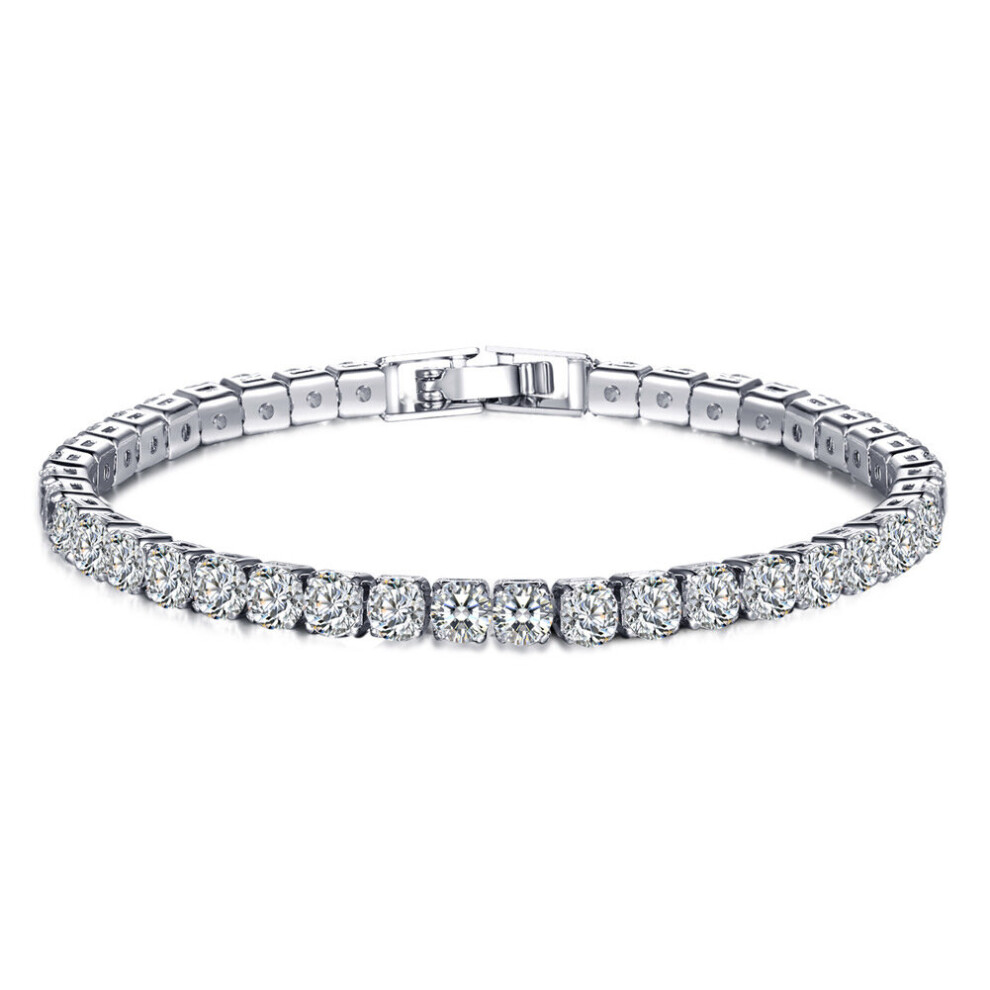 Zirconia 1 Tennis Chain Bracelet Men And Women Jewelry Brass / Copper Material Clasp Bracelet Link Jewelry Silver