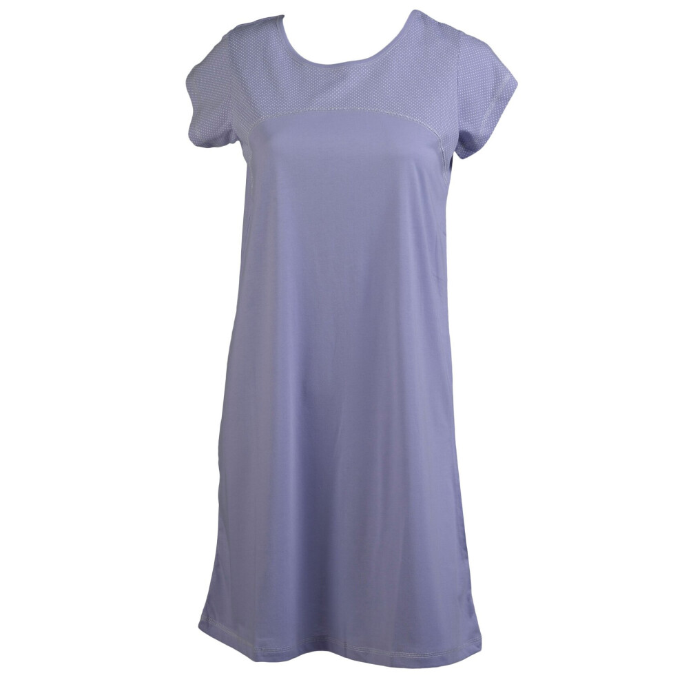 (Lilac, UK 12/14) Slenderella Ladies Polka Dot Detail Short Sleeved Jersey Nightdress