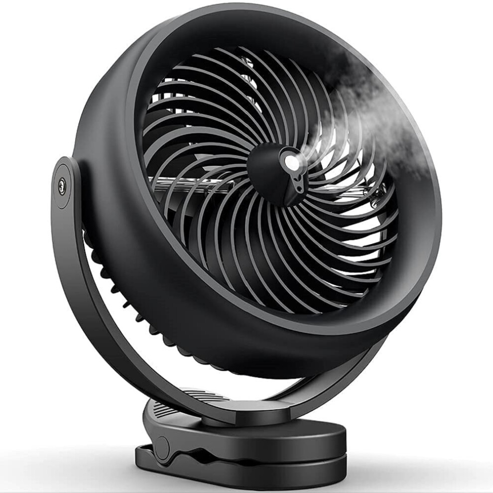 Battery Operated Misting Fan, Portable 8-Inch Clip on Fan, 10000mAh Rechargeable, 2 Modes Mist Output with 200ml Water Tank, 3 Speeds, 360¡ã