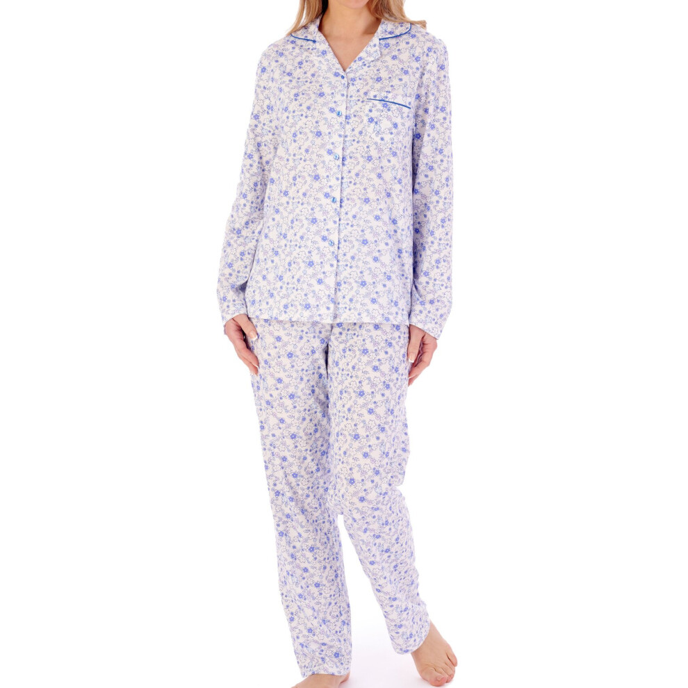 (Blue, UK 24/26) Slenderella Womens Ditsy Floral Cotton Jersey Pyjamas