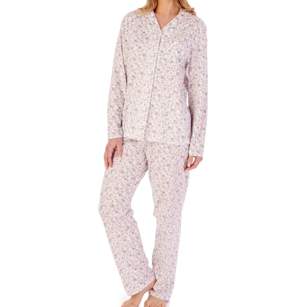 (Grey, UK 24/26) Slenderella Womens Ditsy Floral Cotton Jersey Pyjamas