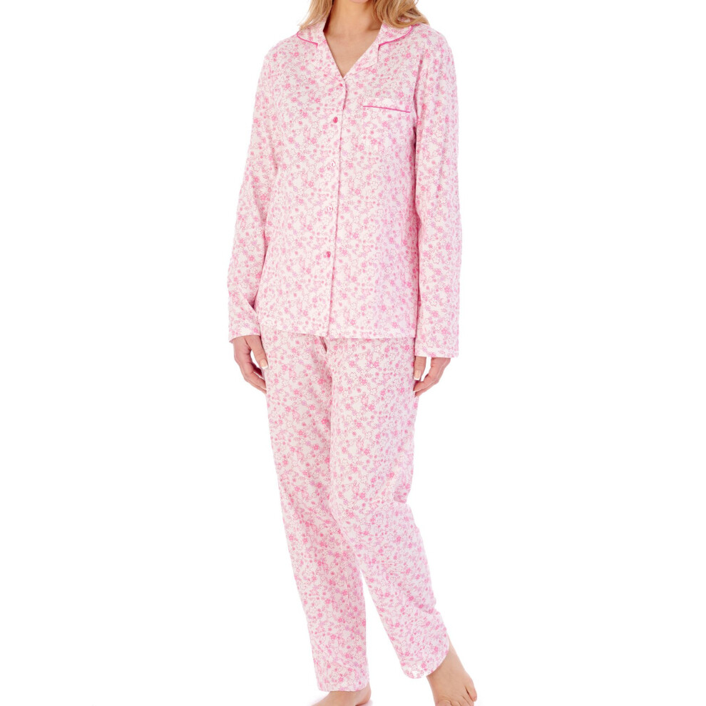 (Pink, UK 10/12) Slenderella Womens Ditsy Floral Cotton Jersey Pyjamas