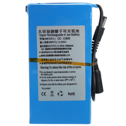 DC 12V 8000mAh Super Oplaadbare Draagbare Lithium - ion Batterijpack 1