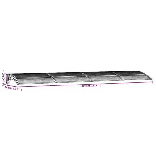 VidaXL vidaXL Türvordach Schwarz 350x75 cm Polycarbonat 1