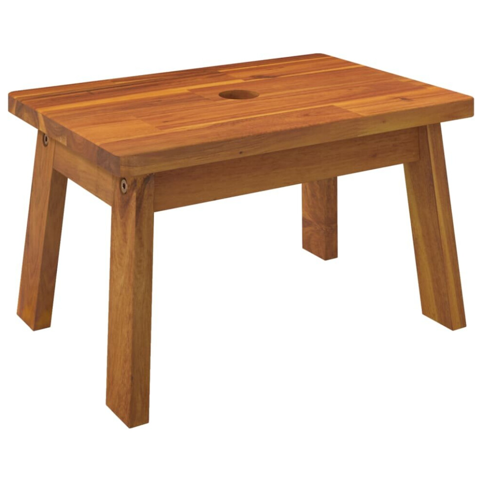 Vidaxl Solid Acacia Wood Outdoor Step Stool 38X26x22 Cm, Oil Finish, 160 Kg Capacity, Plant/Foot Stool - 153332 8720845554897