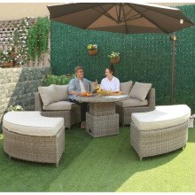Large Rattan Sofa Set Luxury Sun Daybed Round Dining Table Garden Patio Chairs