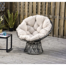 Rattan Egg Chair Swivel Garden Seat Round Padded Cushion Outdoor Retro Patio