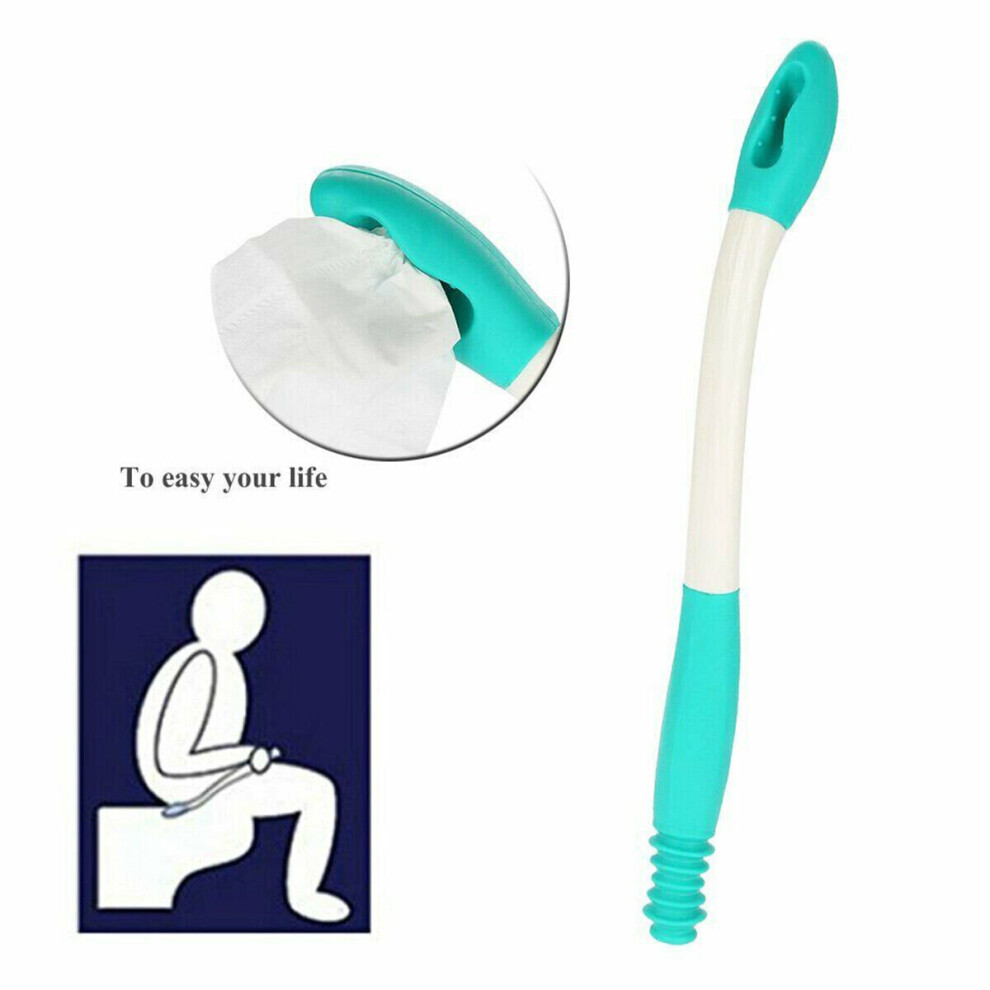 Xylfly Green Bottom Toilet Self Wipe Aid Long Handled Wiper Easy Reach Tissue Grip Helper