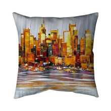 Begin Home Decor 5541-1818-CI43 18 x 18 in. Orange Buildings-Double Sided Print Indoor Pillow
