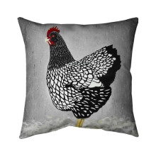 Begin Home Decor 5541-1818-AN520-1 18 x 18 in. Black & White Wyandotte Hen-Double Sided Print Indoor Pillow