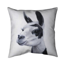 Begin Home Decor 5541-1818-AN471 18 x 18 in. Black & White Lama-Double Sided Print Indoor Pillow